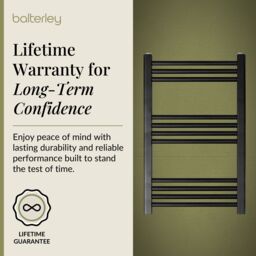 Balterley Straight Heated Towel Rail Radiator, 418W, 500 x 700mm, Matt Black - thumbnail 7