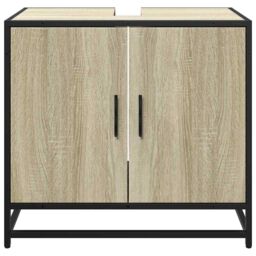 Berkfield Home Bathroom Sink Cabinet Sonoma Oak 65x33x60 cm Engineered Wood in Brown - Size: 65 x 33 x 60 cm - thumbnail 5