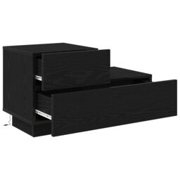 Berkfield Home Bedside Cabinet with LED Lights Black Oak 100x36x49 cm - Size: 100 x 36 x 49 cm - thumbnail 5