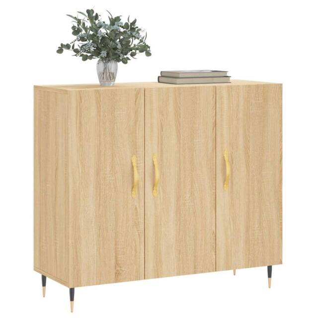 Berkfield Home Sideboard Sonoma Oak 90x34x80 cm Engineered Wood in Brown - Size: 90 x 34 x 80 cm - image 1