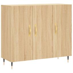 Berkfield Home Sideboard Sonoma Oak 90x34x80 cm Engineered Wood in Brown - Size: 90 x 34 x 80 cm - thumbnail 3