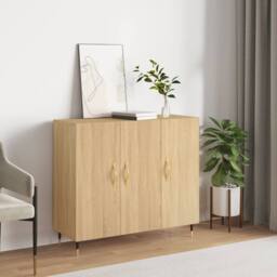 Berkfield Home Sideboard Sonoma Oak 90x34x80 cm Engineered Wood in Brown - Size: 90 x 34 x 80 cm - thumbnail 2