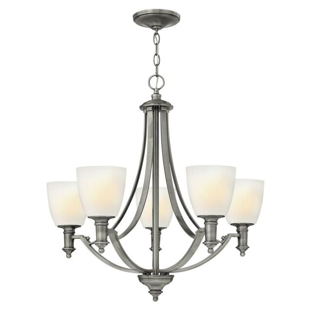 Loops 5 Bulb Chandelier Hanging Pendant LIght Antique Nickel LED E27 60W Bulb in Metallics