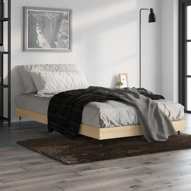 Berkfield Home Bed Frame Sonoma Oak 100x200 cm Engineered Wood in Brown - image 1