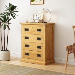 Cabinet Bits Lucca 4 Drawer Chest of Drawers Bras Drop Handle in Light Brown - thumbnail 1