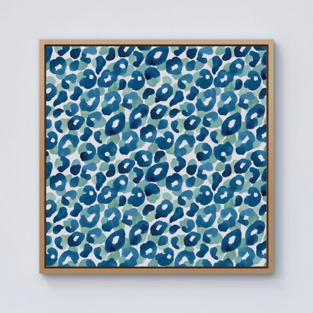 Warren Reed - Designer Watercolour Leopard Print Framed Canvas in Light Brown - Size: w40 inch x h40 inch - image 1