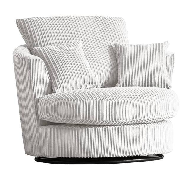 Furnishings For Less UK Luxor Jumbo Cord Fabric Single Seater 360 Degree Swivel Chair Sofa Accessory in Silver - image 1