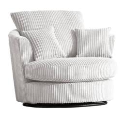 Furnishings For Less UK Luxor Jumbo Cord Fabric Single Seater 360 Degree Swivel Chair Sofa Accessory in Silver