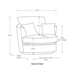 Furnishings For Less UK Luxor Jumbo Cord Fabric Single Seater 360 Degree Swivel Chair Sofa Accessory in Silver - thumbnail 5