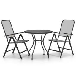 Berkfield Home 3 Piece Garden Dining Set Expanded Metal Mesh Anthracite in Black - thumbnail 2