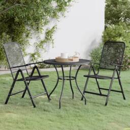 Berkfield Home 3 Piece Garden Dining Set Expanded Metal Mesh Anthracite in Black - thumbnail 1