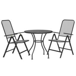 Berkfield Home 3 Piece Garden Dining Set Expanded Metal Mesh Anthracite in Black - thumbnail 3
