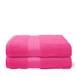 OHS 2 Pack of 100% Cotton Bath Sheet Bathroom Towel in Pink - thumbnail 1