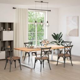 Berkfield Home Dining Table Legs V-Shape 2 pcs White 90x(72-73.3) cm Steel - thumbnail 2