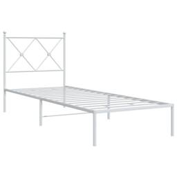 Berkfield Home Metal Bed Frame without Mattress with Headboard White 80x200cm - Size: 80x200 cm - thumbnail 3