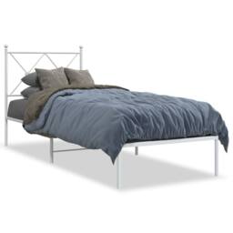 Berkfield Home Metal Bed Frame without Mattress with Headboard White 80x200cm - Size: 80x200 cm - thumbnail 1