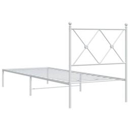 Berkfield Home Metal Bed Frame without Mattress with Headboard White 80x200cm - Size: 80x200 cm - thumbnail 6