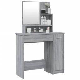 Berkfield Home Dressing Table with Mirror Grey Sonoma 86.5x35x136 cm - thumbnail 4