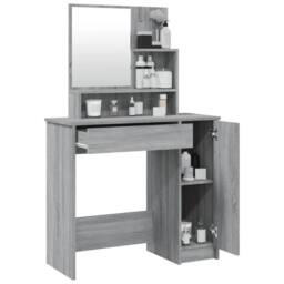Berkfield Home Dressing Table with Mirror Grey Sonoma 86.5x35x136 cm - thumbnail 5