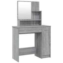 Berkfield Home Dressing Table with Mirror Grey Sonoma 86.5x35x136 cm - thumbnail 1