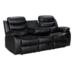 Furniture 786 Roma Electric Leather Recliner 3+2 Seater Sofa Set in Black - thumbnail 2