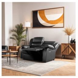 Furniture 786 Roma Electric Leather Recliner 3+2 Seater Sofa Set in Black - thumbnail 4