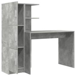 Berkfield Home Desk with Storage Concrete Grey Engineered Wood - thumbnail 6