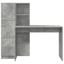 Berkfield Home Desk with Storage Concrete Grey Engineered Wood - thumbnail 7