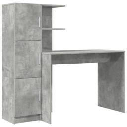 Berkfield Home Desk with Storage Concrete Grey Engineered Wood - thumbnail 2