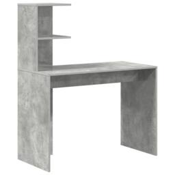 Berkfield Home Desk with Storage Concrete Grey Engineered Wood - thumbnail 4