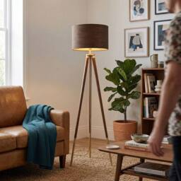 Happy Homewares Designer Bobbled & Textured Linen Lamp Shade in Chocolate Brown - Size: 12 inches - thumbnail 6