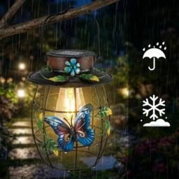 Havendro Solar Butterfly Hanging Lantern IP65 in Black - thumbnail 4