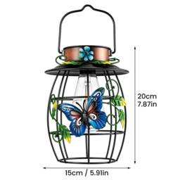 Havendro Solar Butterfly Hanging Lantern IP65 in Black - thumbnail 2
