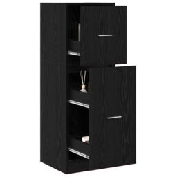 Berkfield Home Apothecary Cabinet Black Oak 40x41x118 cm Engineered Wood - Size: 40 x 41 x 118 cm - thumbnail 2