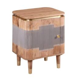 Wyld Haus Idaho Natural Acacia Wood & Brass 2 Door Cabinet in Brown - thumbnail 5