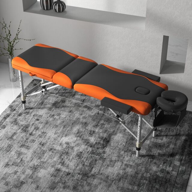 HOMCOM Portable Massage Table Beauty Therapy Couch Bed Spa Aluminum in Orange - Size: Single - image 1