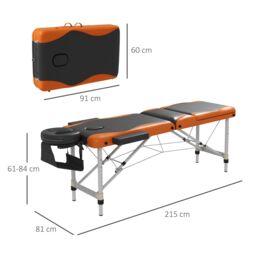 HOMCOM Portable Massage Table Beauty Therapy Couch Bed Spa Aluminum in Orange - Size: Single - thumbnail 3