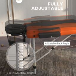 HOMCOM Portable Massage Table Beauty Therapy Couch Bed Spa Aluminum in Orange - Size: Single - thumbnail 4
