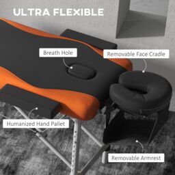 HOMCOM Portable Massage Table Beauty Therapy Couch Bed Spa Aluminum in Orange - Size: Single - thumbnail 5