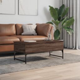 Berkfield Home Coffee Table Brown Oak 100x50x40 cm Engineered Wood & Metal - Size: 100 x 50 x 40 cm - thumbnail 3