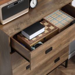 Wyld Haus Paleba Romi 4 Drawer Chest Brown Wood Effect with Steel Frame - thumbnail 9