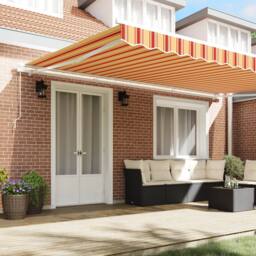 Berkfield Home Manual Retractable Awning in Yellow & Orange 500x350 cm - thumbnail 3