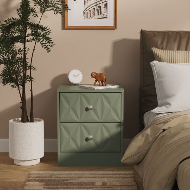 Ready Assembled 2 U Memphis 2 Drawer Bedside (Ready Assembled) in Pale Green - Size: Small - image 1