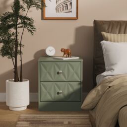 Ready Assembled 2 U Memphis 2 Drawer Bedside (Ready Assembled) in Pale Green - Size: Small - thumbnail 1