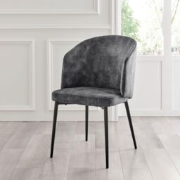 Modish Furnishing Capri Set Of 2 Grey Velvet Dining Chair With Curved Back Black Legs in Dark Grey - Size: 2 Pack - thumbnail 3