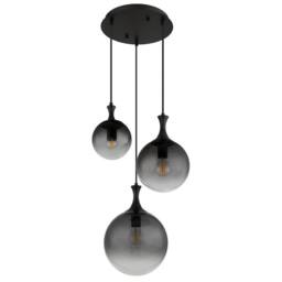 Netlighting Dalton Cluster Pendant Matt Black Balls Smoke Glass Shade 3x E27 - thumbnail 2