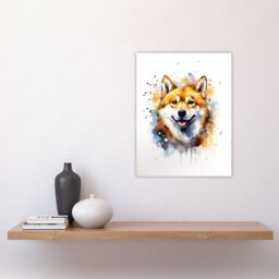 "Artery8 Wall Art Print Shiba Inu Lovers Gift Watercolour Pet Portrait Painting Artwork Poster - Size: W18"" x H24""" - thumbnail 4