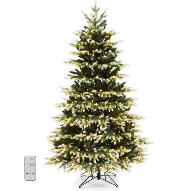 Gymax 6 FT Christmas Tree With 1801 Branch Tips 2 Lighting Colours & Remote Control in Green - Size: 6ft - image 1