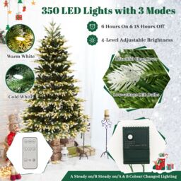 Gymax 6 FT Christmas Tree With 1801 Branch Tips 2 Lighting Colours & Remote Control in Green - Size: 6ft - thumbnail 2