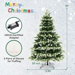 Gymax 6 FT Christmas Tree With 1801 Branch Tips 2 Lighting Colours & Remote Control in Green - Size: 6ft - thumbnail 4